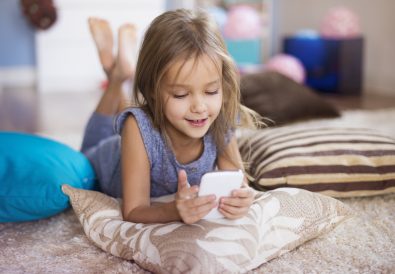 Girl affectionated by a smart phone