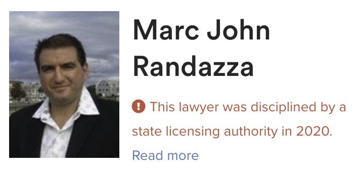 Avvo issued Marc Randazza the LOWEST RATING possible of 1 of 10 with Extreme Caution