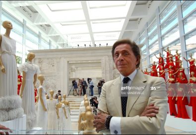 ITALY - JULY 06:  Italian fashion designer Valentino celebrates 45 years of activity :exhibition at the Ara Pacis Museum in Rome. Rome rolled out the red carpet to welcome back Valentino Garavani, decking out a historic museum with his sweeping gowns. "I am filled with emotion," Valentino said at the opening of his retrospective in the modern, marble-and-glass venue designed by the American architect Richard Meier.The exhibit, set up by Patrick Kinmonth and Antonio Monfreda, includes more than 200 outfits, as well as shoes and accessories. One room is lined with dresses worn by famous clients, each accompanied by a video showing when and how the dress was worn.Valentino Garavani in Rome, Italy on July 06, 2007  (Photo by Eric VANDEVILLE/Gamma-Rapho via Getty Images)