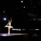 A graceful ballerina performing under spotlight in a theatre setting